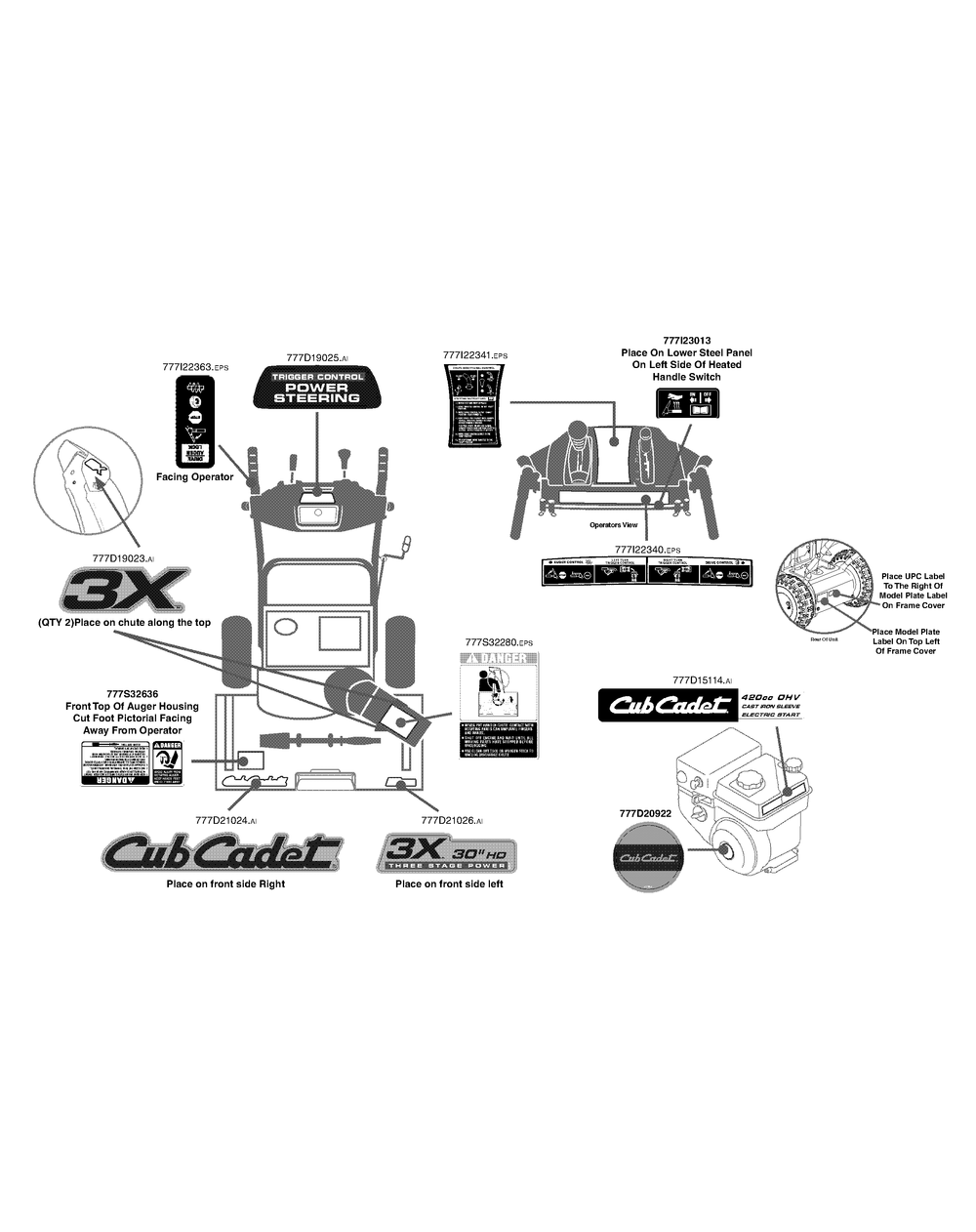 Label Map 31ah57sw710 Diagram and Parts List for 3X30-INCHHD31AH57SW (31AH57SW710)(2015) Cub Cadet Snow Blower
